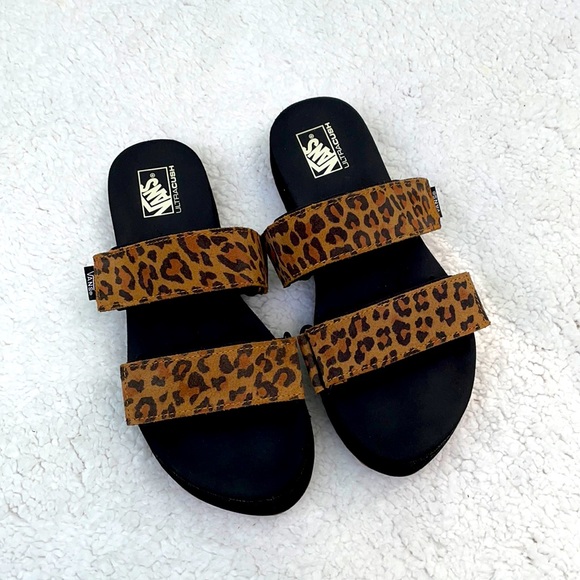 vans leopard slides